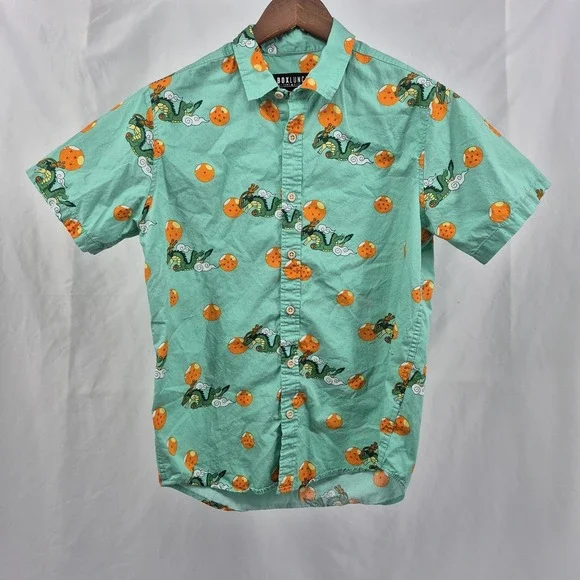 Box Lunch Dragon Ball Z Button Up Shirt Sleeve Shirt Mens Size Medium Anime DBZ - Picture 2 of 8